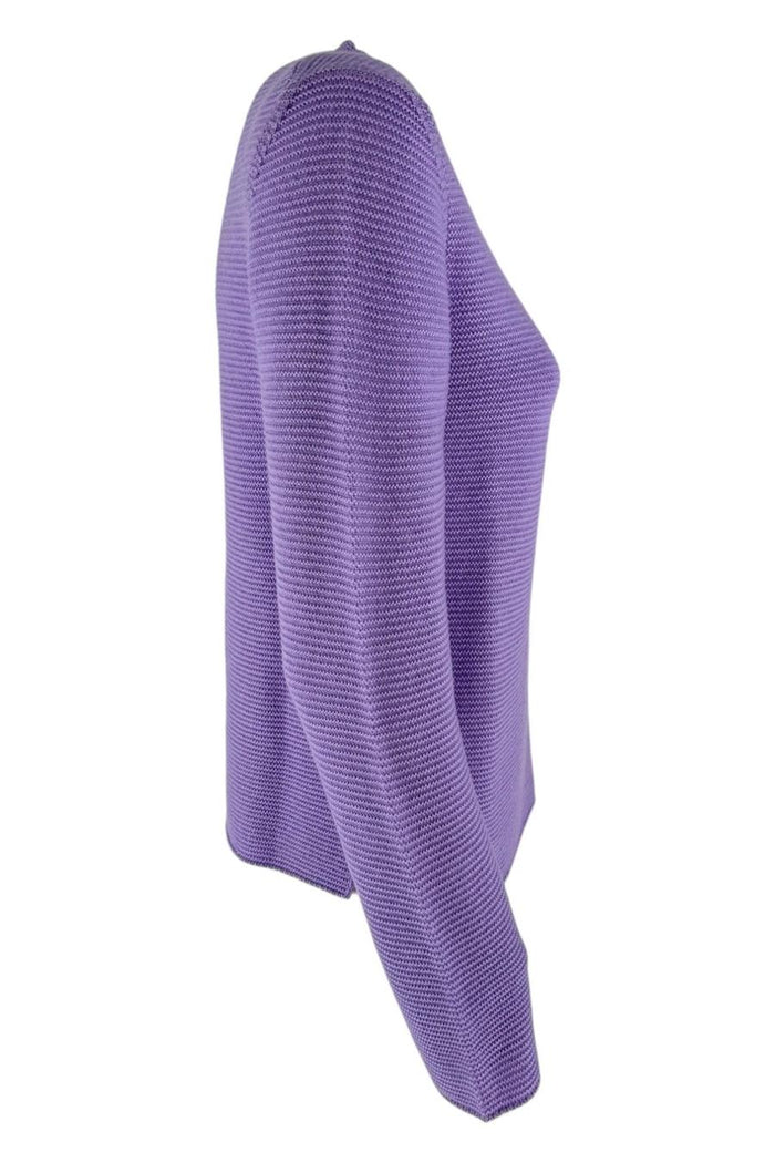 Maglia donna girocollo lavorazione cannettato lilla