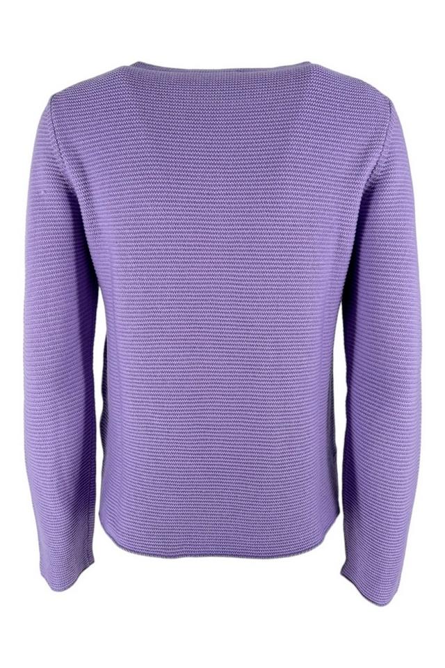Maglia donna girocollo lavorazione cannettato lilla