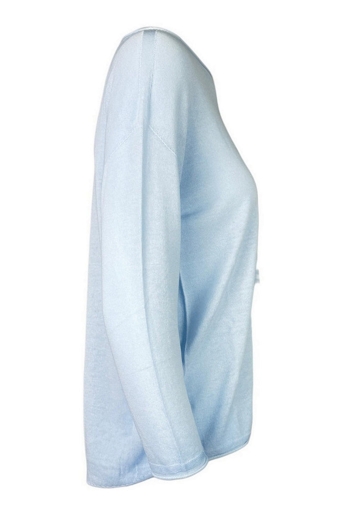 maglia donna scollo a barca azzurro