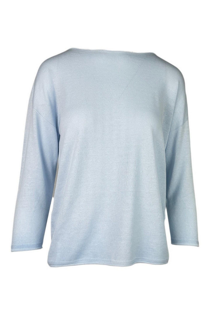 maglia donna scollo a barca azzurro