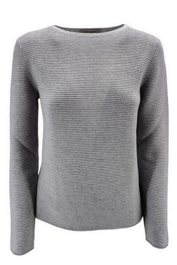 Maglia girocollo donna grigia in lana