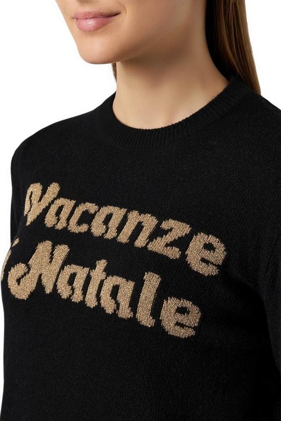 Maglione donna New Queen Vacanze di Natale nero e oro