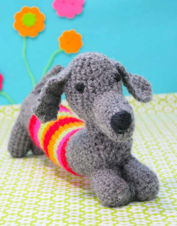 Make Your Own Sausage Dog Crochet Kit, Buttonbag