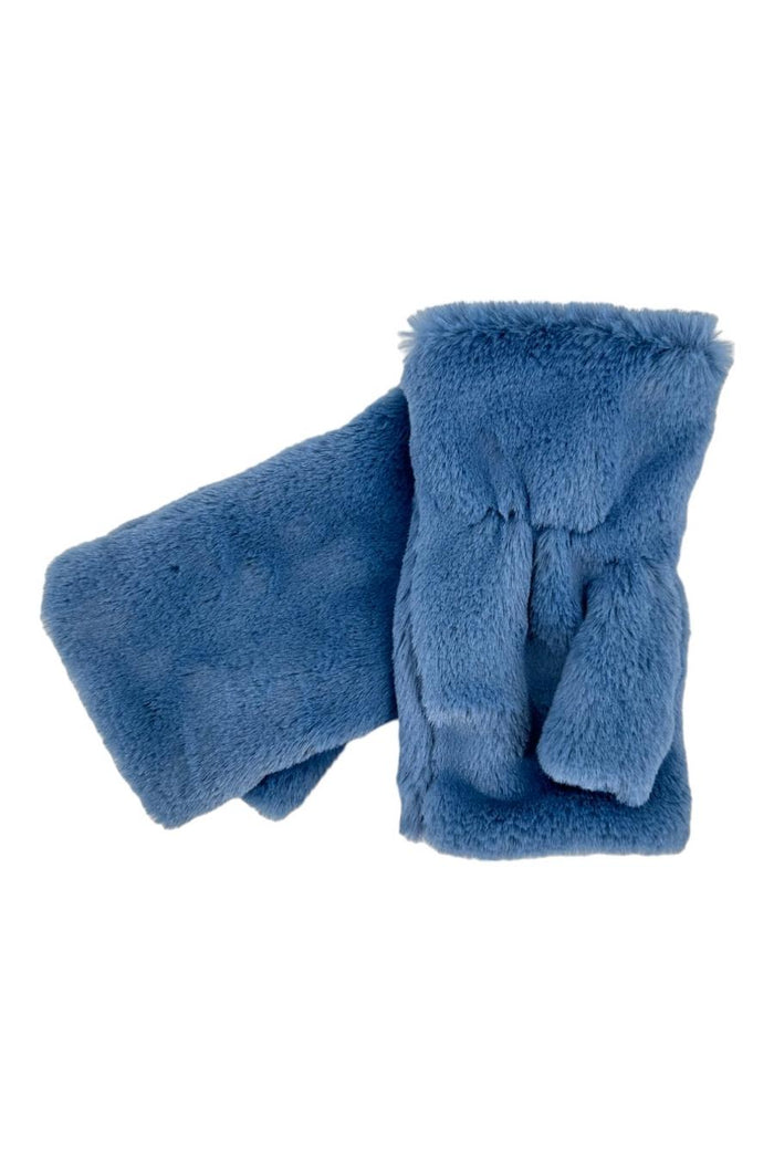Manicotto donna in ecopelliccia azzurro