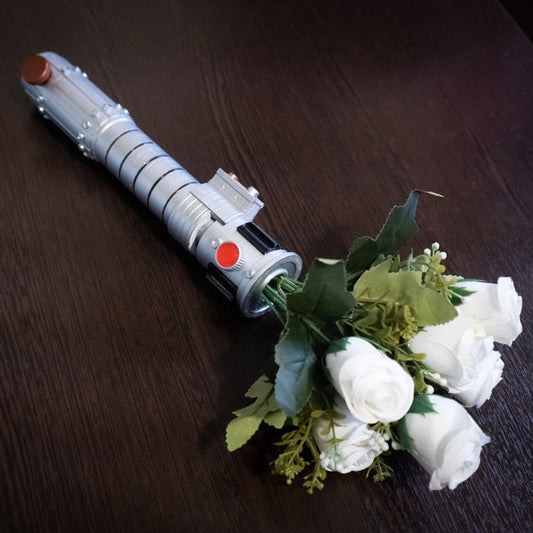Mara Jade lightsaber bouquet holder for Star Wars Expanded Universe weddings