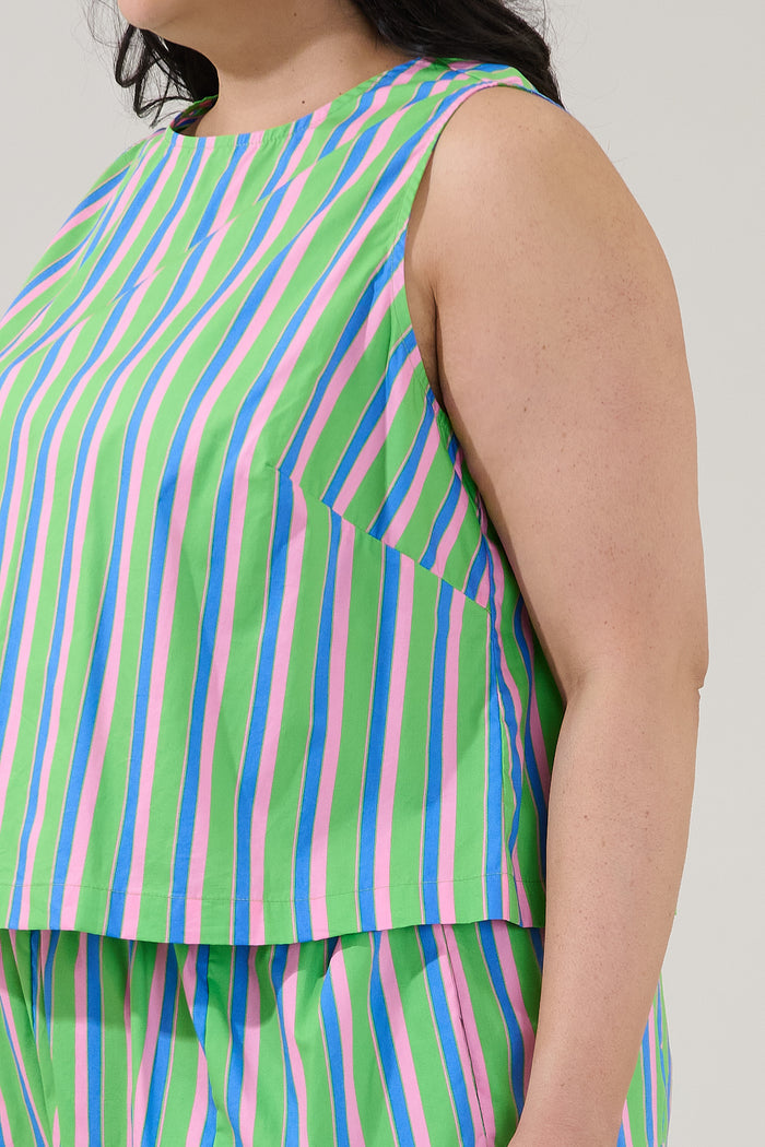 Marget Sleeveless Top Stripe Curve