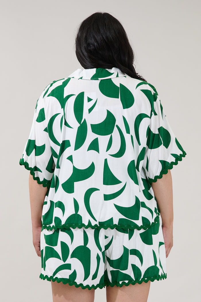 Marnie Button Up Shirt Abstract Curve