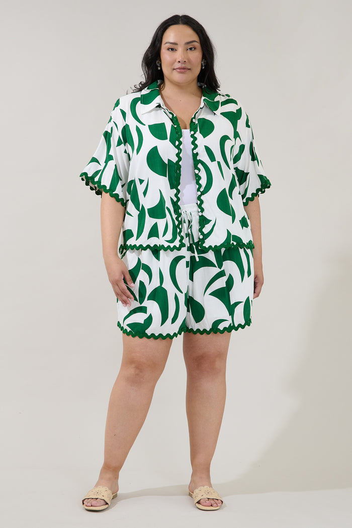 Marnie Button Up Shirt Abstract Curve