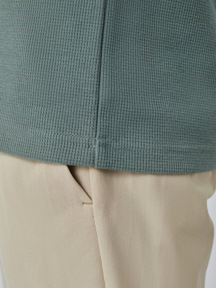 Mercury Green Thermal Long Sleeve Crew Hem Details | Fresh Clean Threads