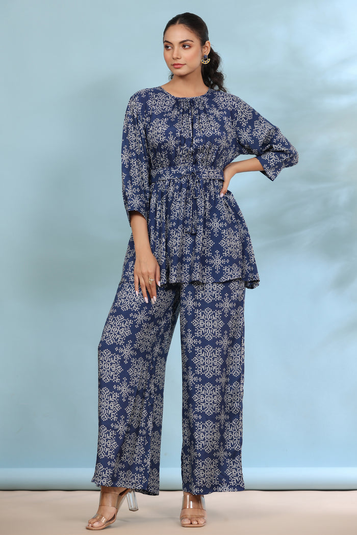 Mid Sky Russian Silk Blue Co-ord Set