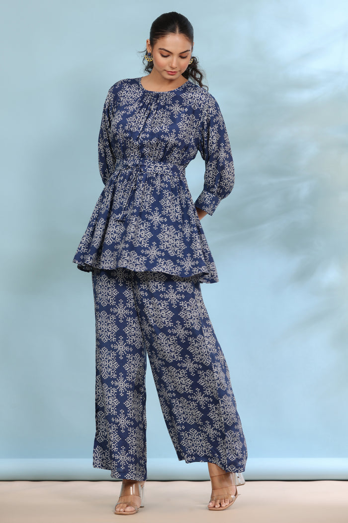 Mid Sky Russian Silk Blue Co-ord Set