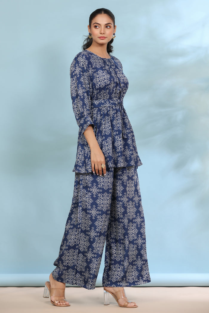 Mid Sky Russian Silk Blue Co-ord Set