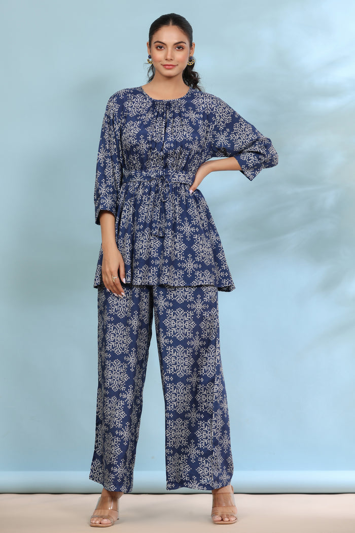 Mid Sky Russian Silk Blue Co-ord Set