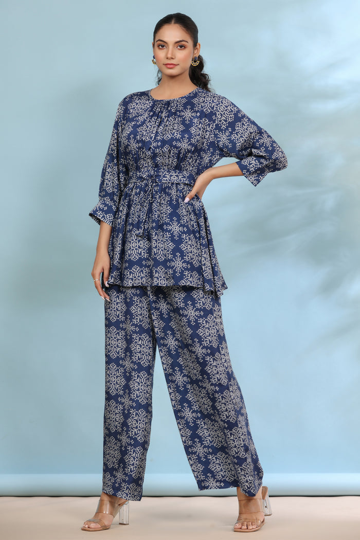 Mid Sky Russian Silk Blue Co-ord Set