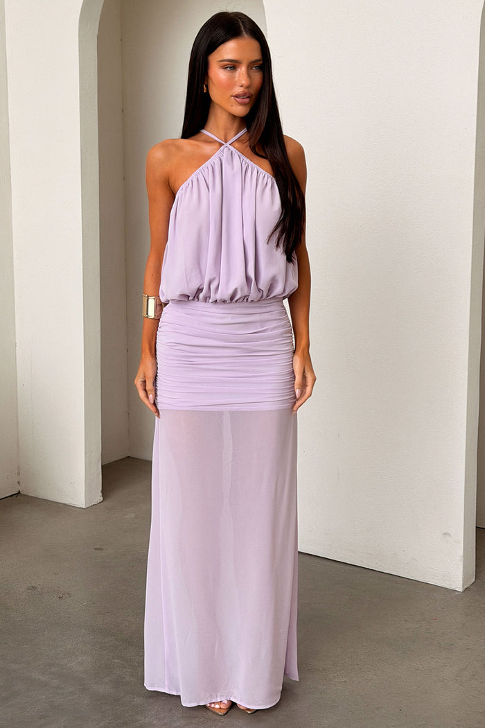 Milly Halter Neck Maxi Dress - Purple