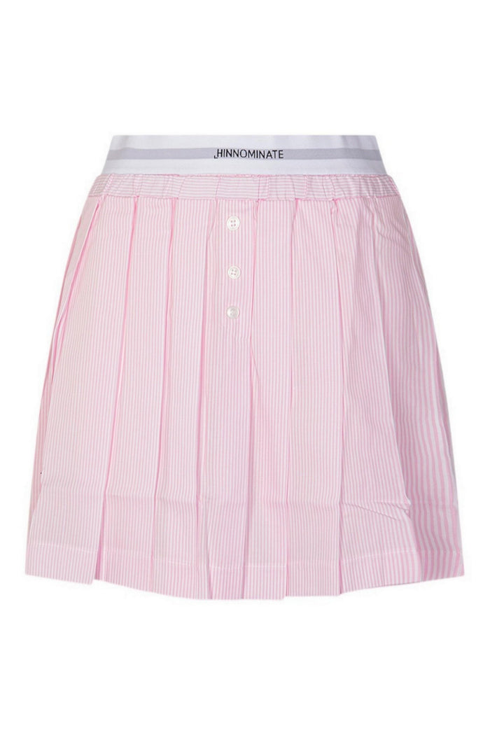 minigonna donna a righe rosa/ bianco