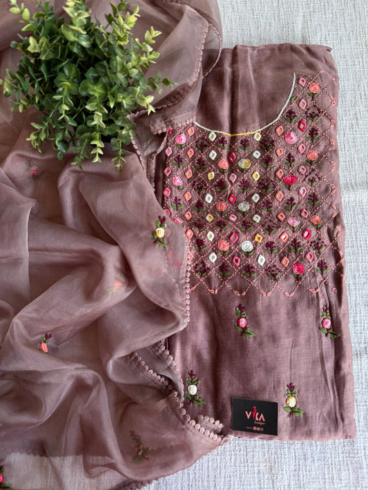 Mirror emb salwar suit material