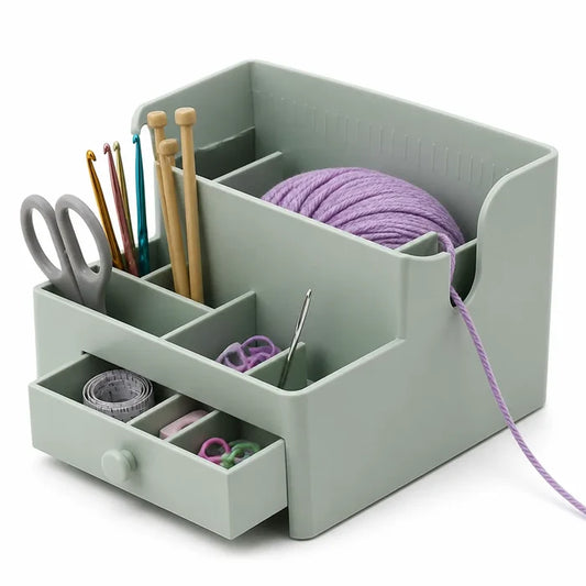 Modular Yarn Organizer With Built-In Guide And Tool Compartments