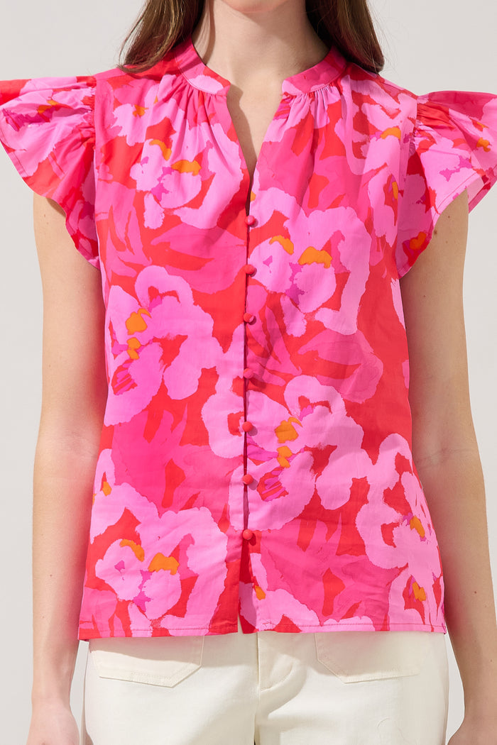 Moe Split Neck Top Floral