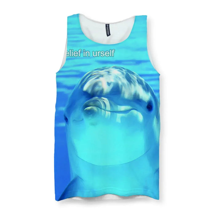 A hyper-realistic smiling bottlenose dolphin dominates this submerged world, its smooth gray skin illuminated by dappled sunlight and complex caustic refractions. Contact us with accessibility feedback, we'd love to help!