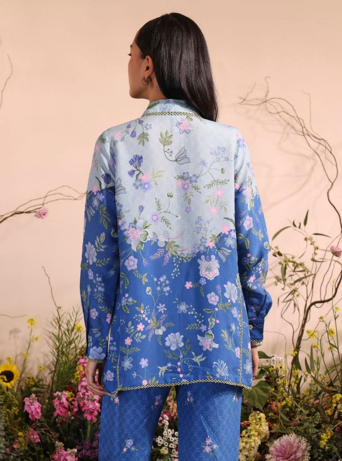 Mulmul Lawn Printed Oona Navy Shirt