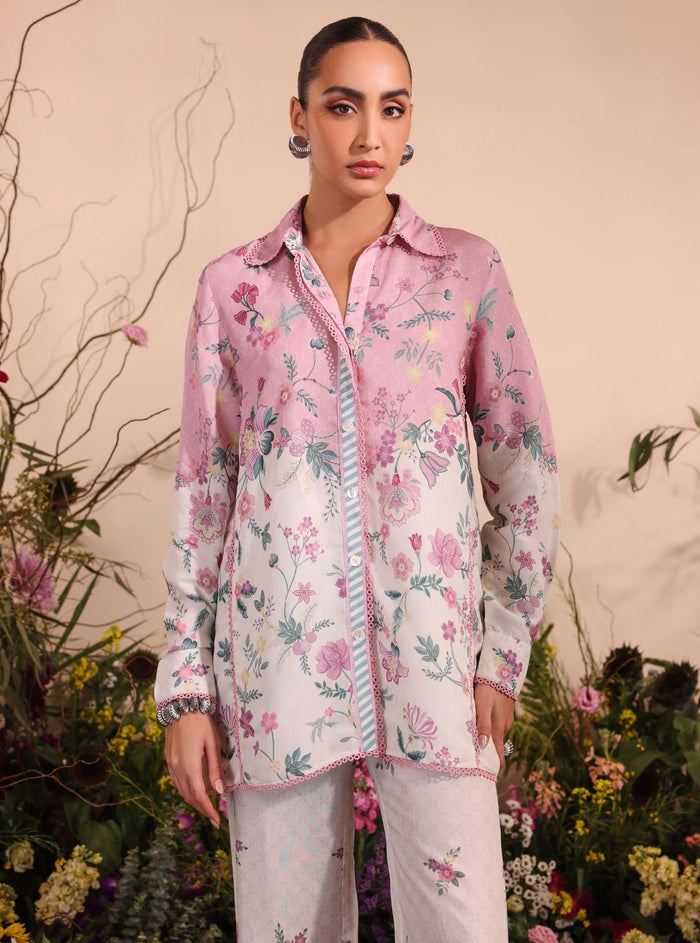 Mulmul Lawn Printed Oona Pink Shirt