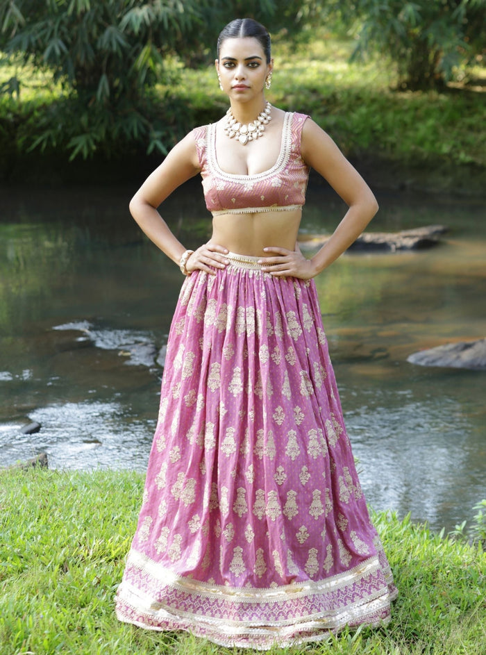 Mulmul Lurex Organza Rang Plum Dupatta