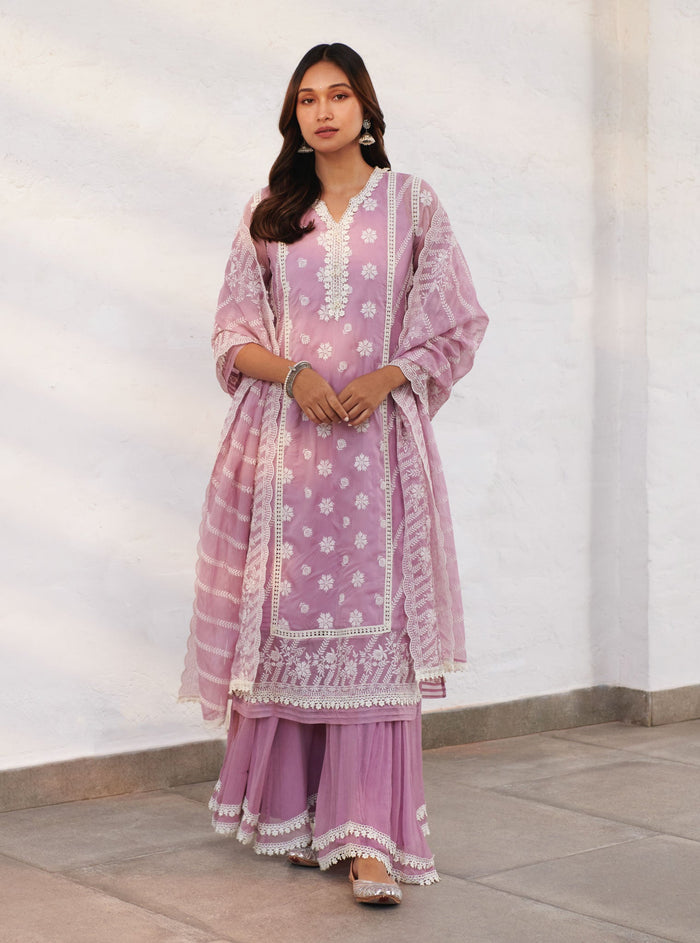 Mulmul Organza  Glamorgan Lilac Dupatta