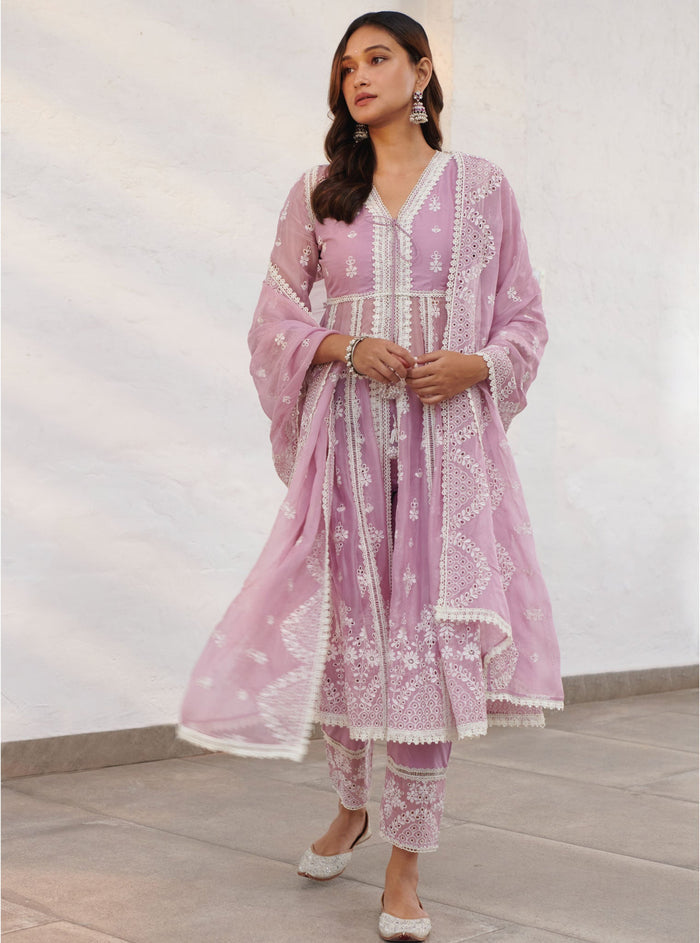 Mulmul Organza Rutland Lilac Dupatta