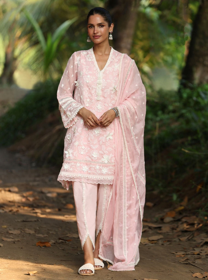 Mulmul Organza Seirah Pink Dupatta