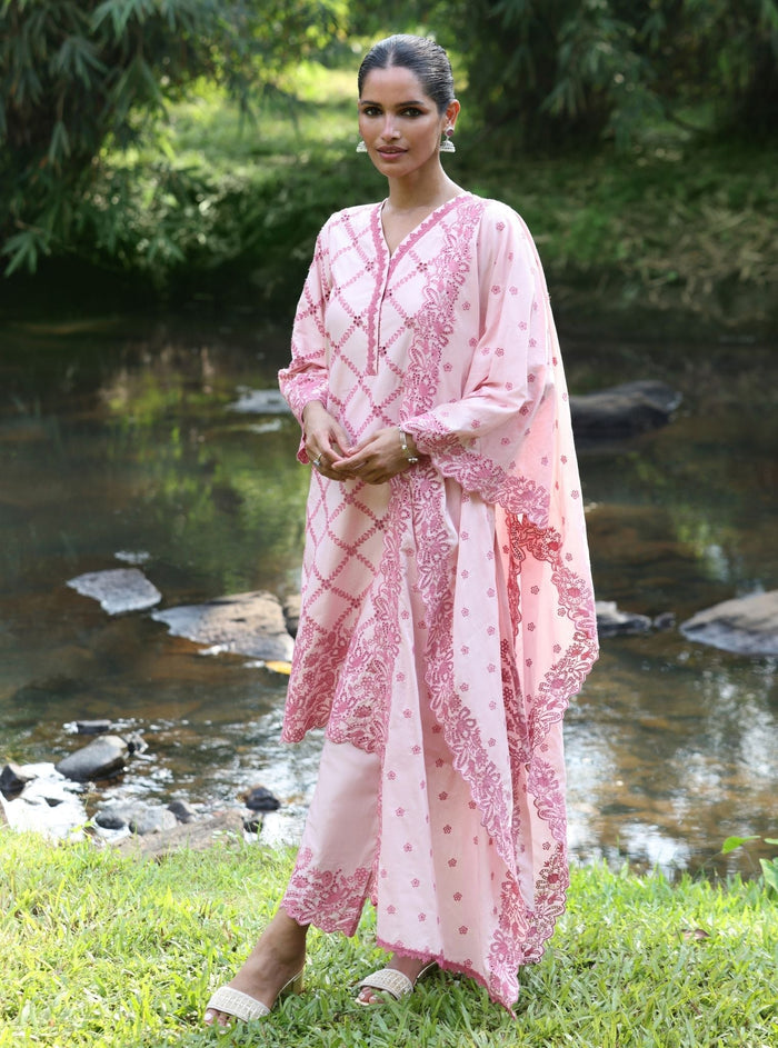 Mulmul Supima Cotton Alohi Light Pink Dupatta