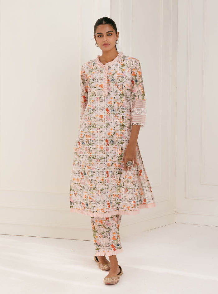 Mulmul Supima Cotton Rafaela Pink Kurta