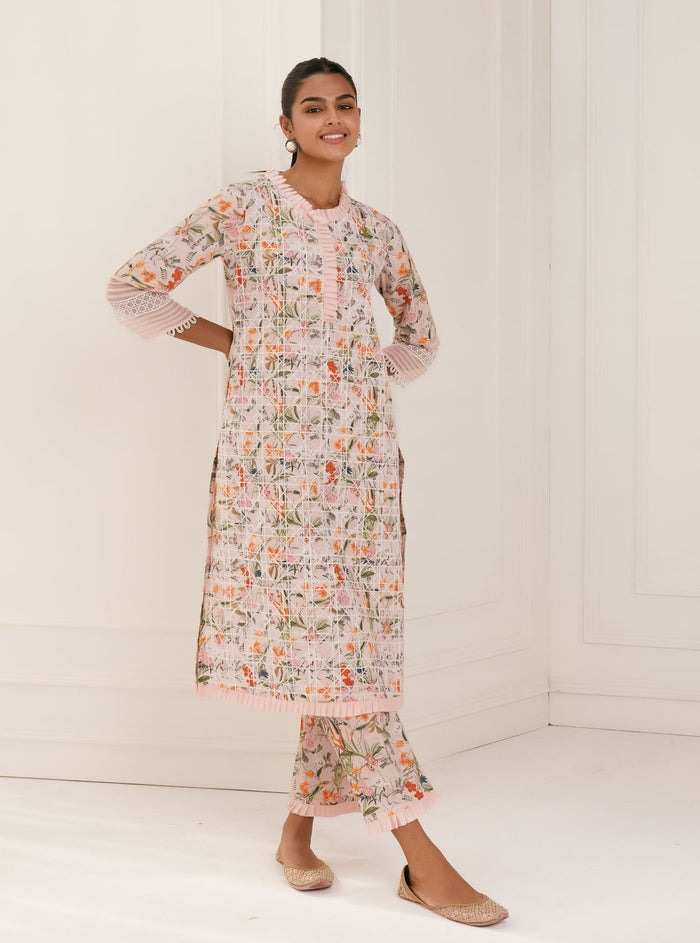 Mulmul Supima Cotton Rafaela Pink Kurta