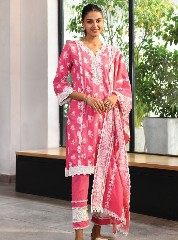 Mulmul Supima Cotton York Fuchsia Dupatta