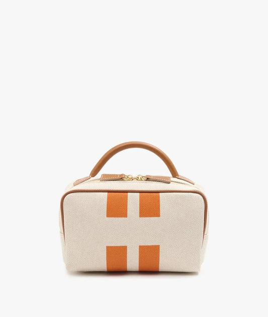 MyStyleBags Cosmetic & Toiletry Bags My Style Bags Berkeley Cosmetic Bag Natural With Orange Stripes Brand