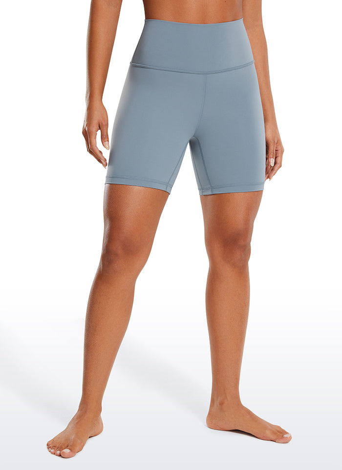 CRZ YOGA Women's Yoga High Rise Biker Shorts Nakedfeel Shorts 6'' Belgian Blue