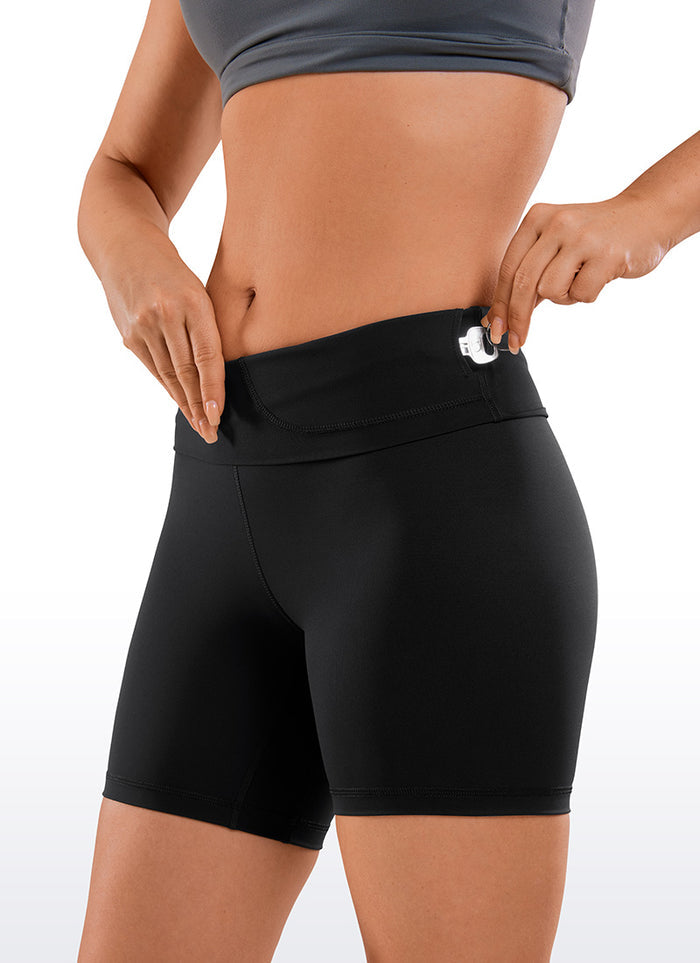 CRZ YOGA Women's Yoga High Rise Biker Shorts Nakedfeel Shorts 6'' Black