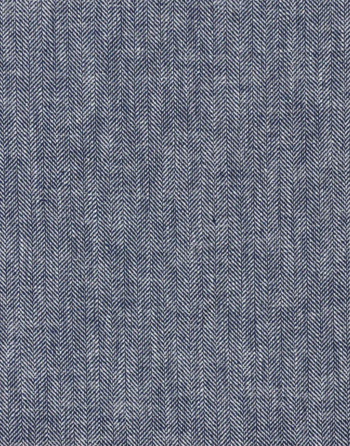 Navy Blue Herringbone Cotton Linen Fabric