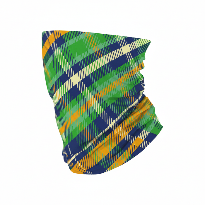 Neck sleeve in Iona tartan pattern - navy, green, orange and cream
