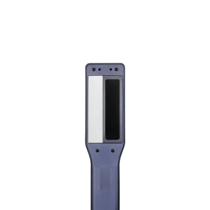 Barcode scanner with a white screen and black border on a white background