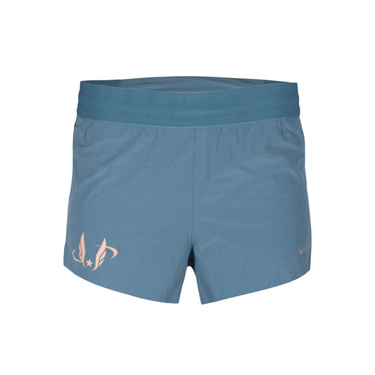 Teal Nike running shorts with a USATF wing logo on a white background