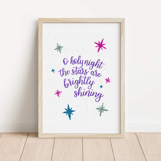 O Holy Night, The Stars Are Brightly Shining Christmas Carol Print