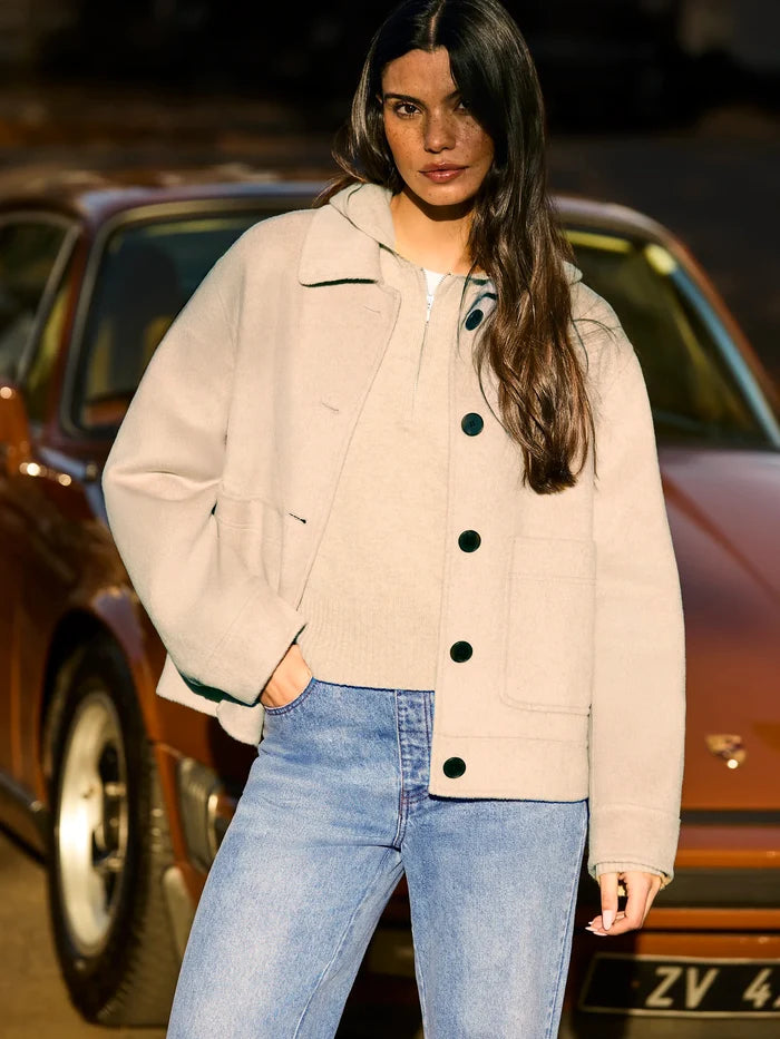 Oatmeal Wool Blend Double Faced Jacket