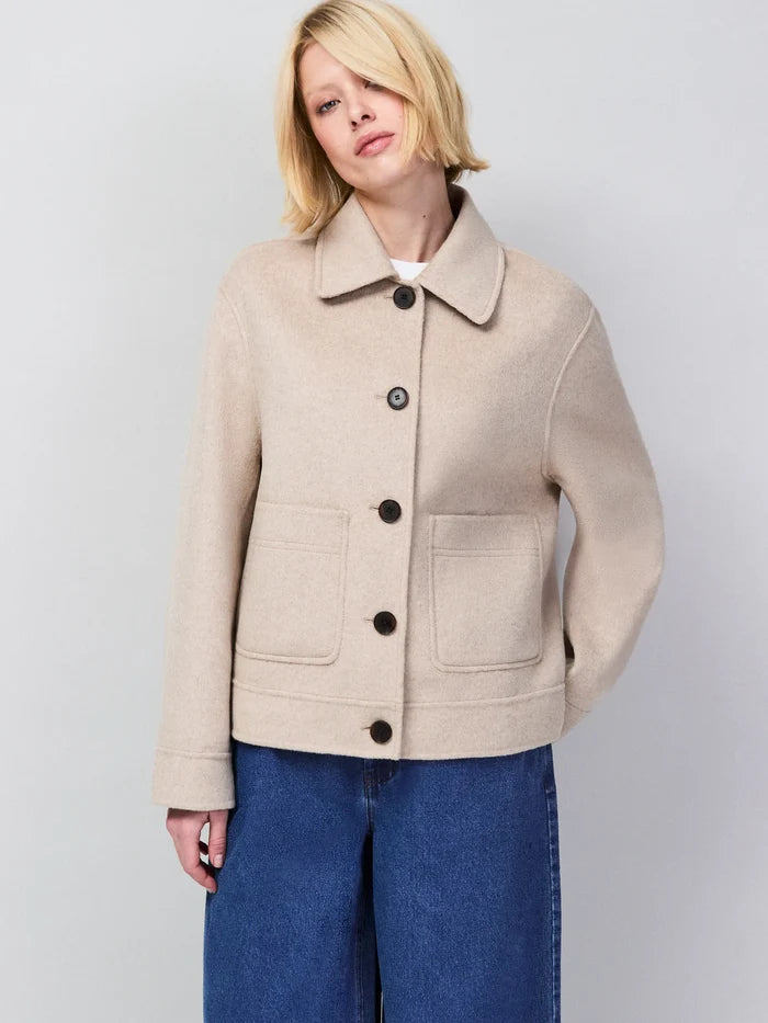 Oatmeal Wool Blend Double Faced Jacket