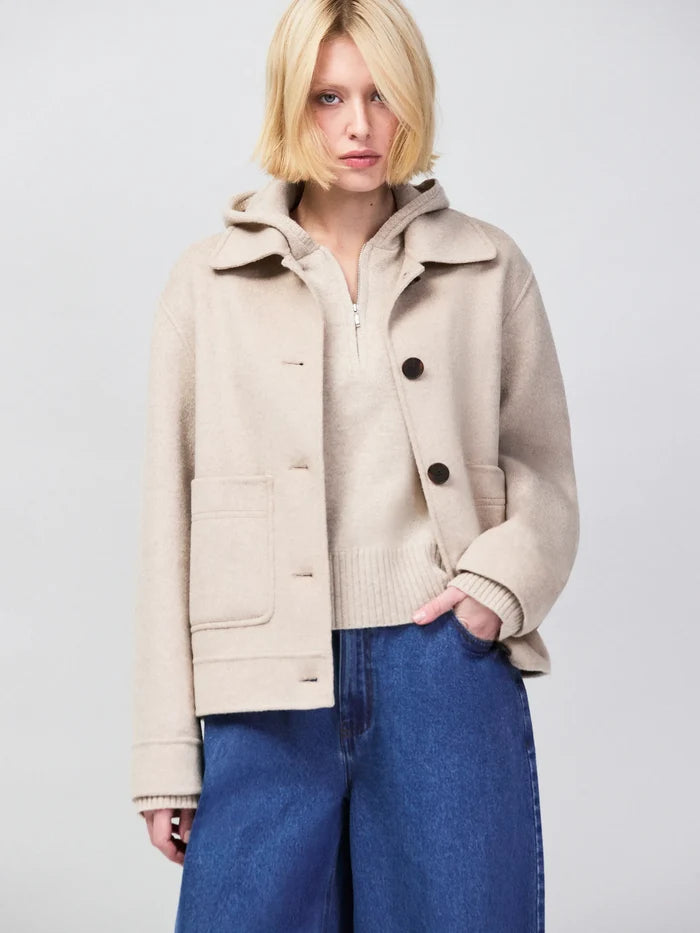 Oatmeal Wool Blend Double Faced Jacket