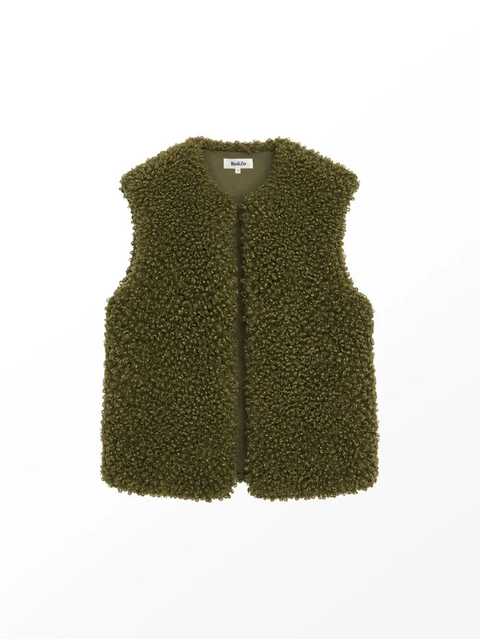 Olive faux shearling gilet