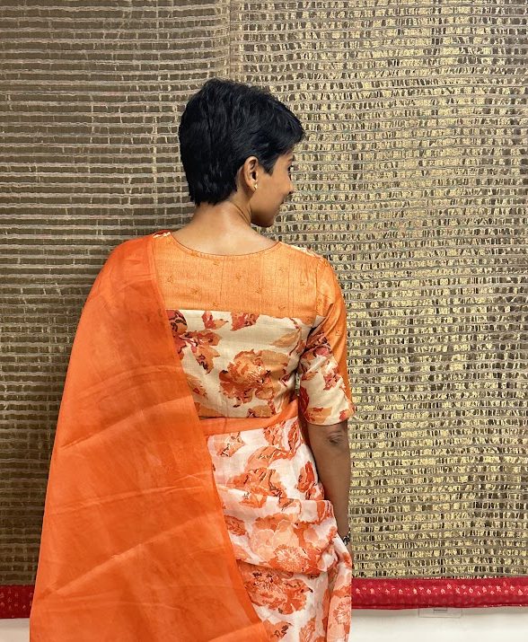 Orange tussar jwala blouse