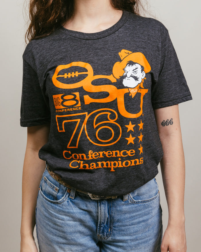 OSU Cowboys 1976 Big 8 Champions Black T-Shirt Front
