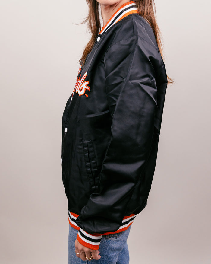 OSU Cowgirls Script Black Vintage Varsity Jacket Side