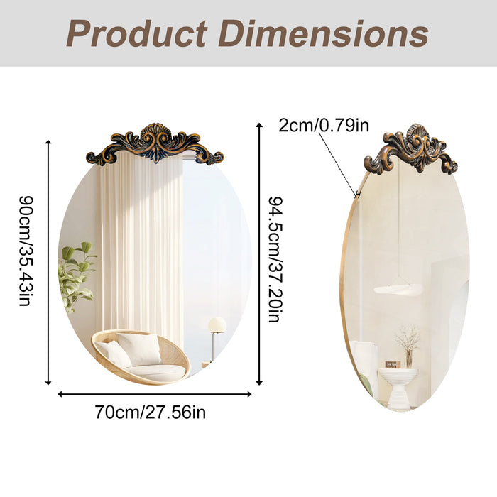 Oval Vintage Baroque Mirror Antique Glam Wall Glass Mirror